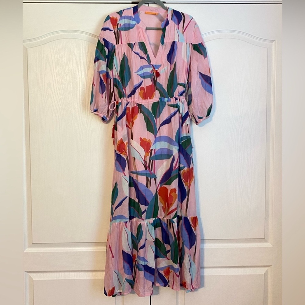 Oliphant Floral Lightweight Lined Maxi Dress with 3/4 Sleeves
